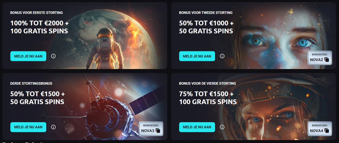 Bonussen bij Nova Dreams Casino