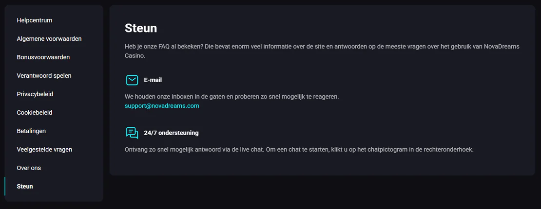 De online hulp van Nova Dreams